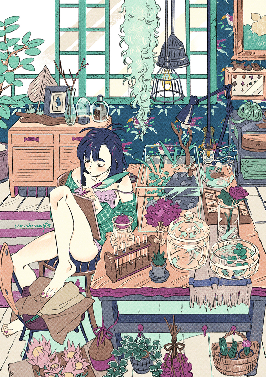 This is a pixiv picture whose title is 🐚水槽のある部屋.