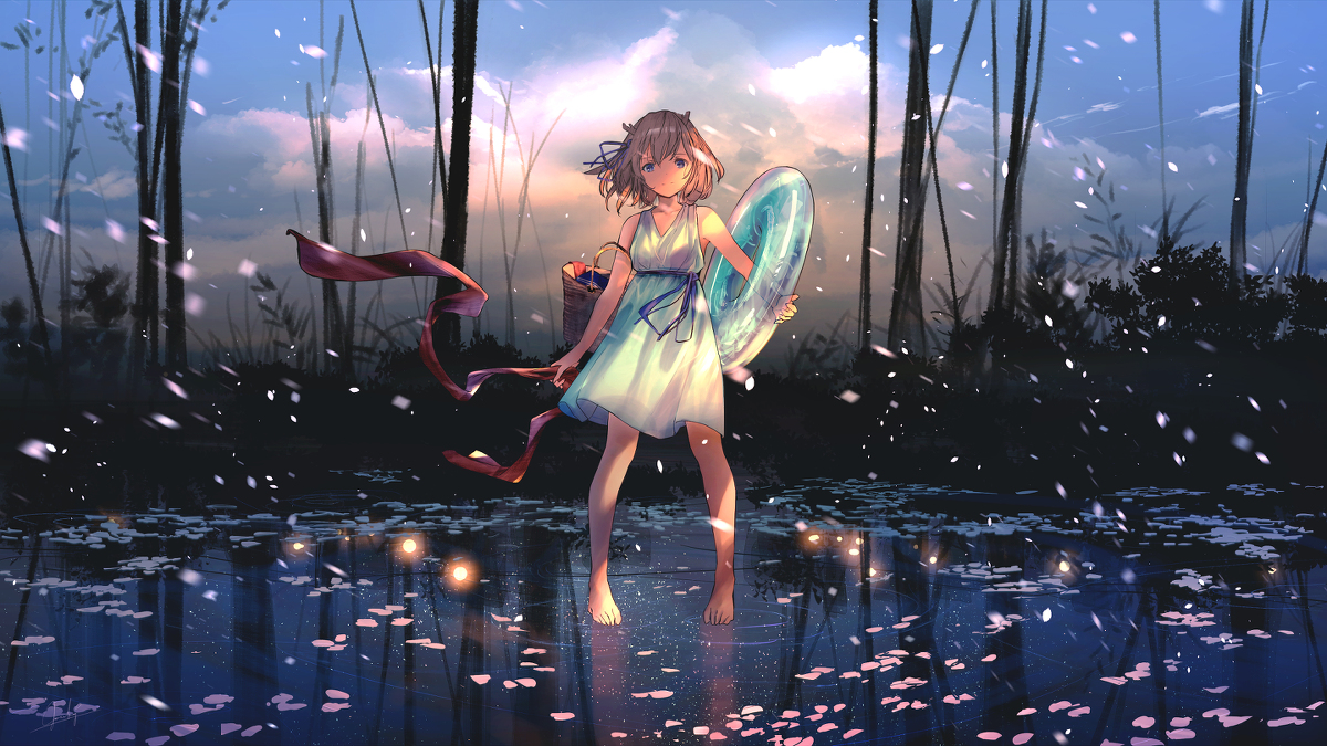 This is a pixiv picture whose title is MVイラスト「花に亡霊 -ヨルシカ covered by 鹿乃」.