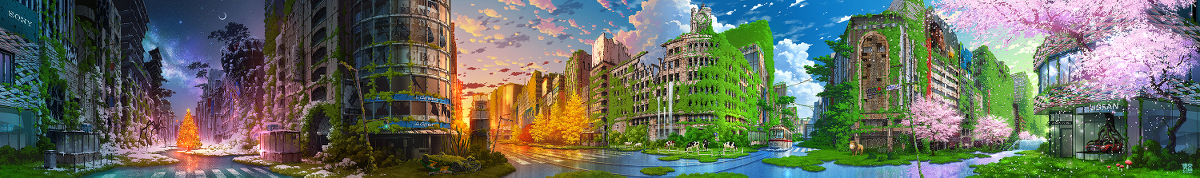 This is a pixiv picture whose title is 銀座４丁目交差点幻想.