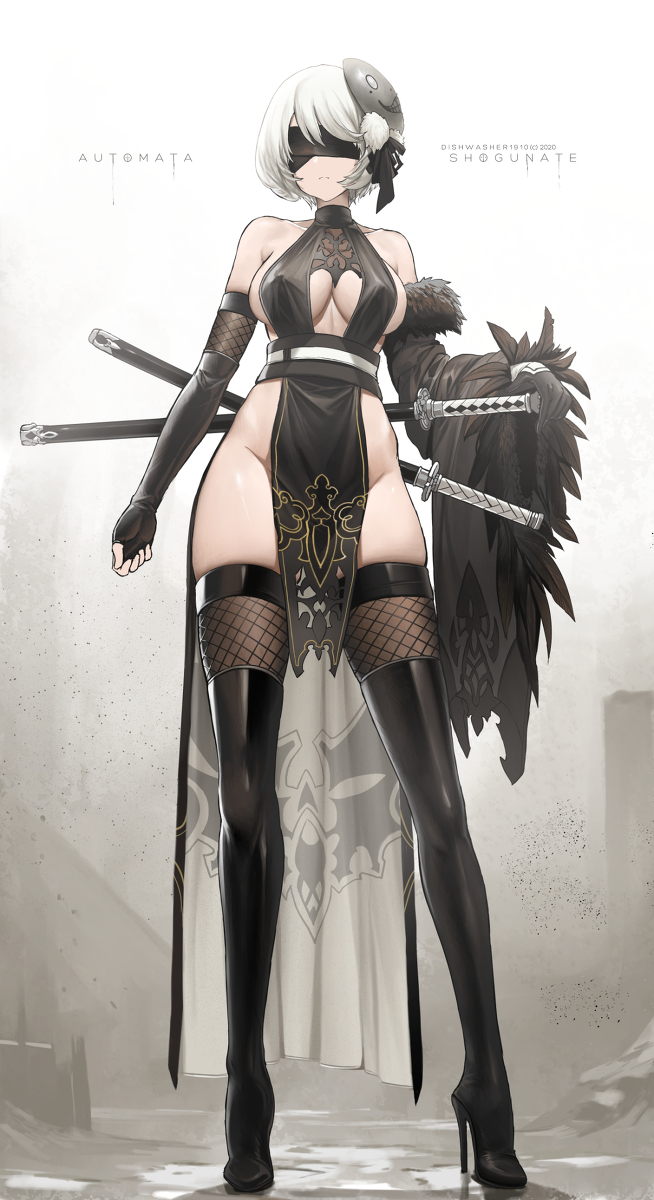 This is a pixiv picture whose title is 2B Shinobi.