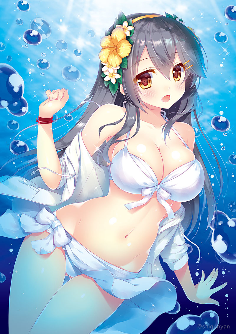 This is a pixiv picture whose title is 水着榛名.