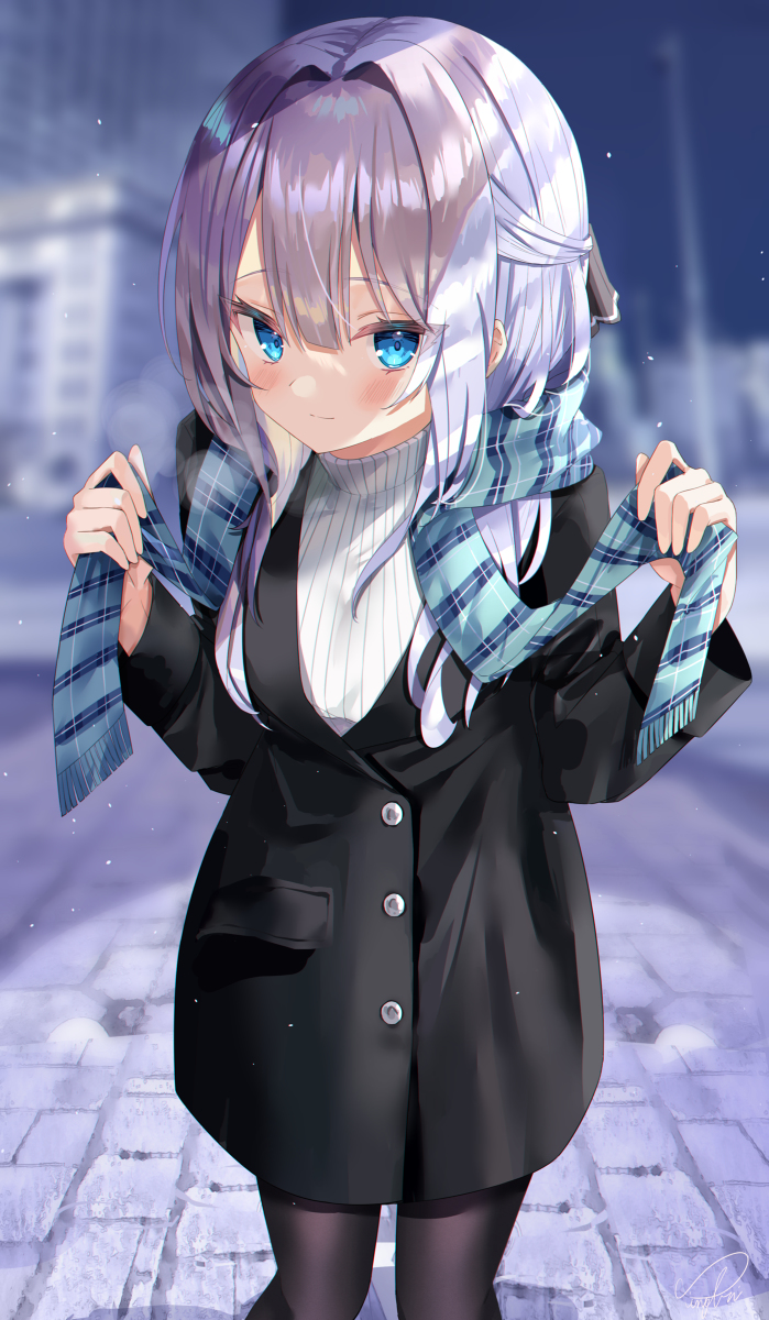 This is a pixiv picture whose title is 白髪の幼なじみが可愛すぎる① ｢一緒にあったまろ……？｣.