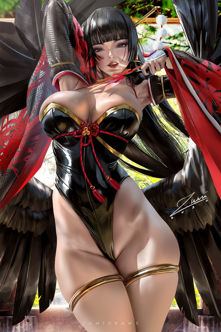 This is a pixiv picture whose title is Nyotengu 女天狗.