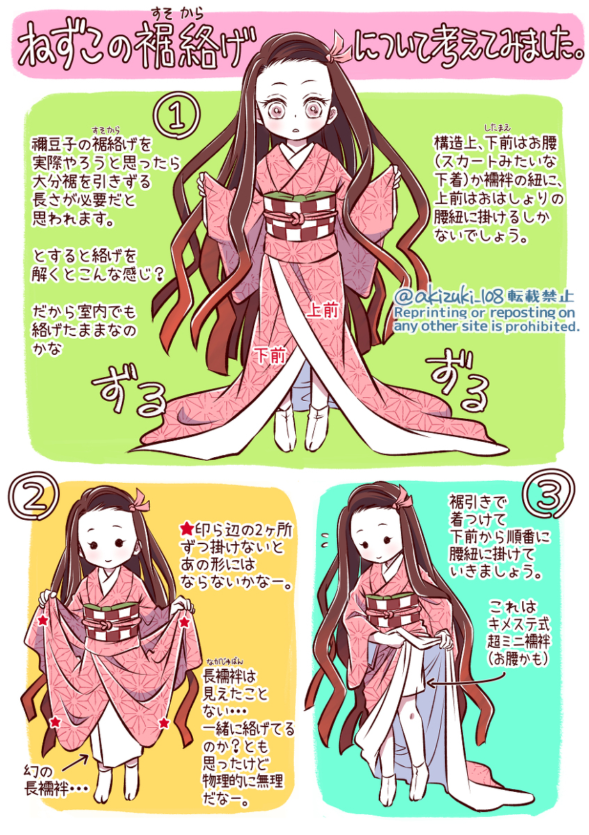 This is a pixiv picture whose title is 禰豆子の裾絡げについて考えてみました.