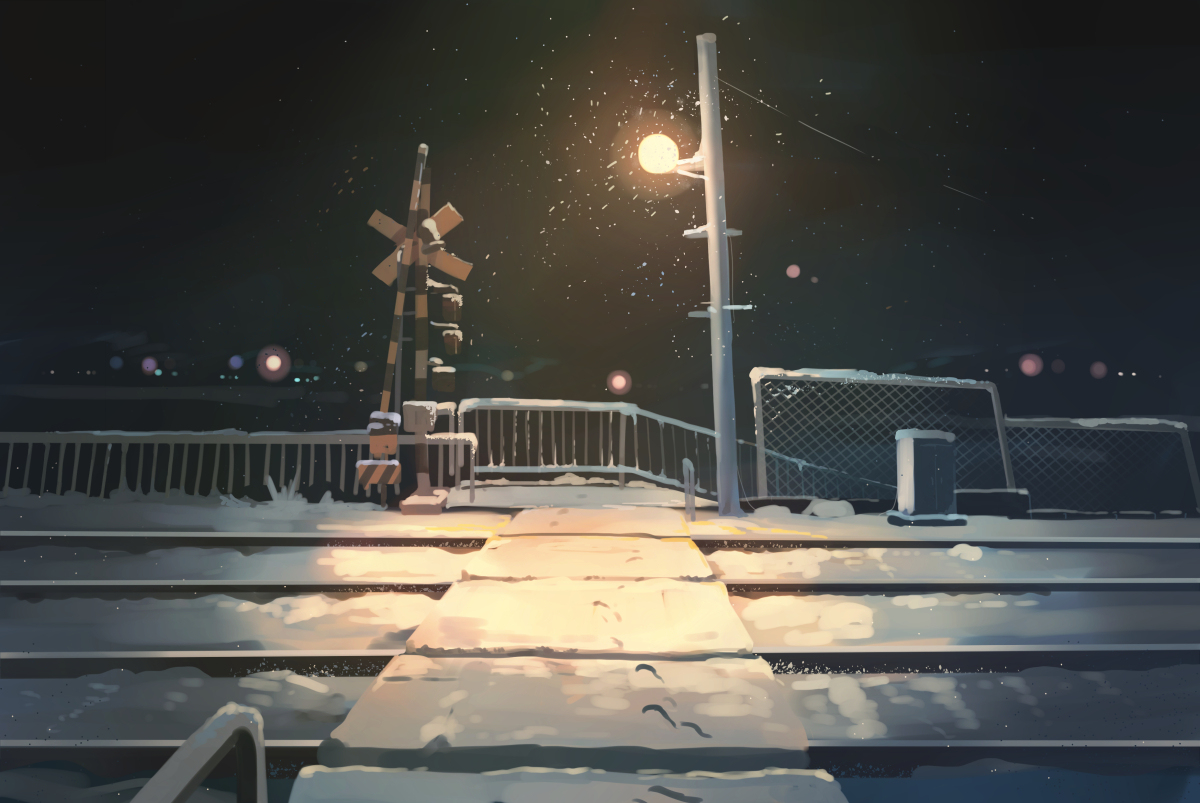 This is a pixiv picture whose title is 雪踏切.