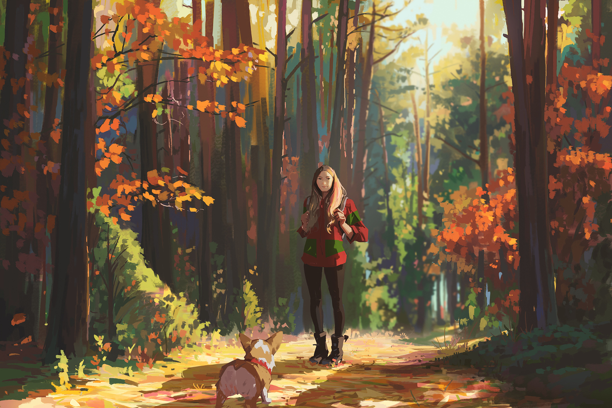 This is a pixiv picture whose title is Demo - Autumn forest 🍂.