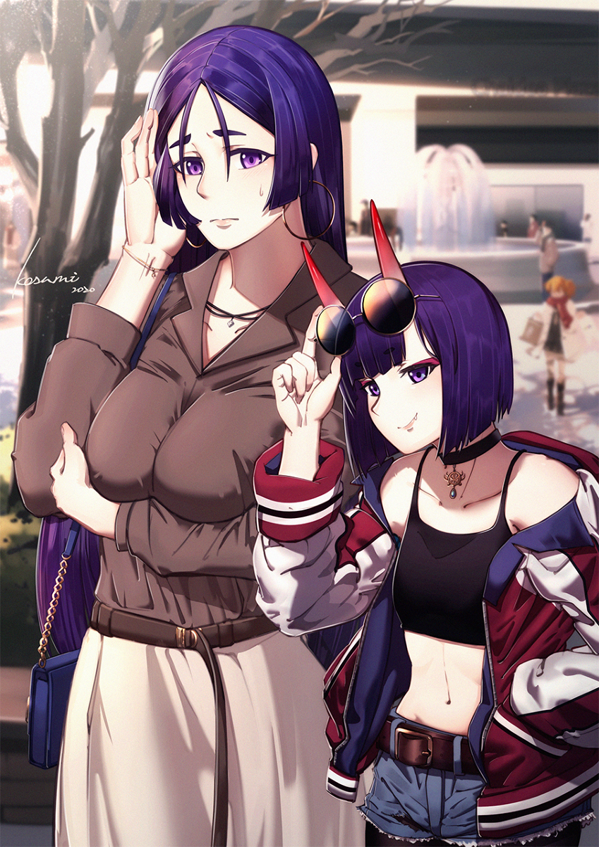 This is a pixiv picture whose title is 源賴光x酒呑童子.