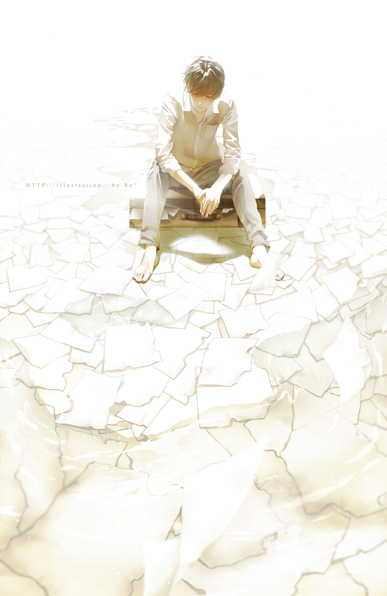 This is a pixiv picture whose title is 白紙の海.