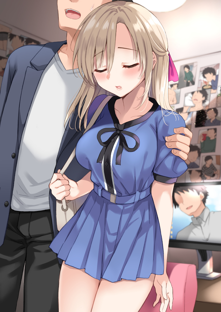 This is a pixiv picture whose title is 合コンで酔いつぶれた女を家まで送ったら、部屋一面自分の写真だらけ.