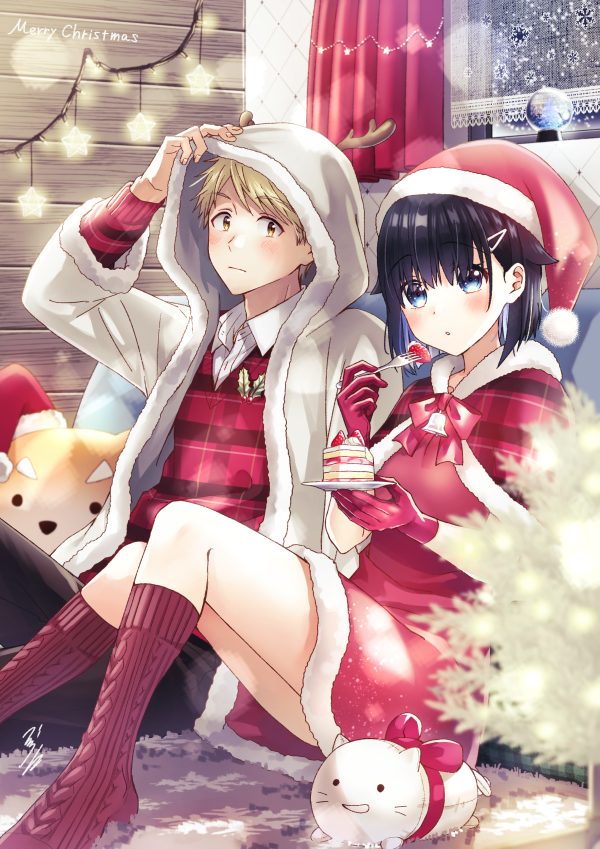 This is a pixiv picture whose title is 小森さんと大林くんのクリスマス.