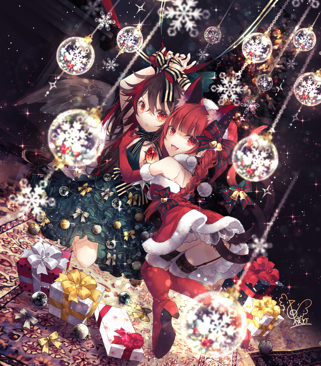 This is a pixiv picture whose title is クリスマスお燐空.