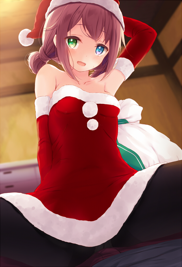 This is a pixiv picture whose title is オッドアイ娘でクリスマス.