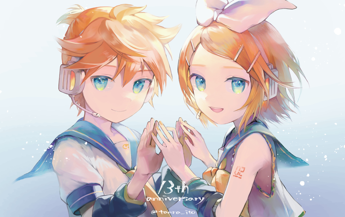 This is a pixiv picture whose title is 鏡音13周年.