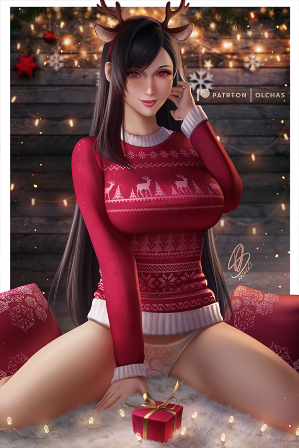 This is a pixiv picture whose title is Xmas Tifa / クリスマス  ティファ.