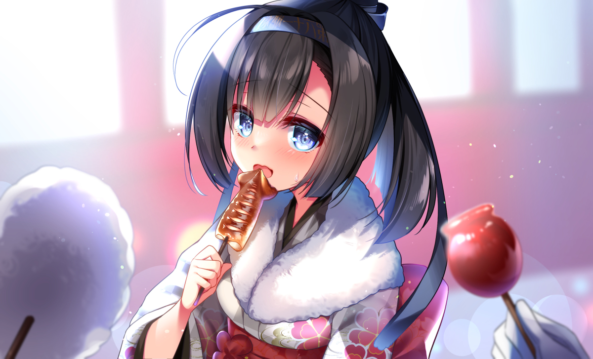 This is a pixiv picture whose title is 秋月「あの…司令…そんなに食べれません」.