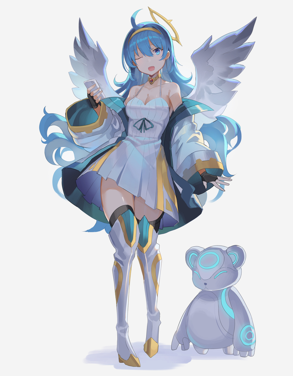 This is a pixiv picture whose title is 水色の天使ちゃん.