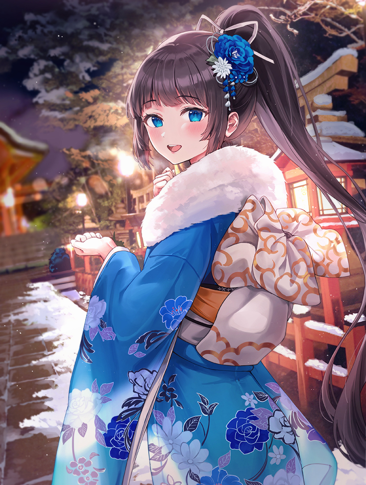 This is a pixiv picture whose title is 新入りくんと一緒に新年を迎えて嬉しい部長さん.