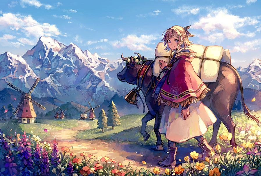 This is a pixiv picture whose title is 新年の旅路.