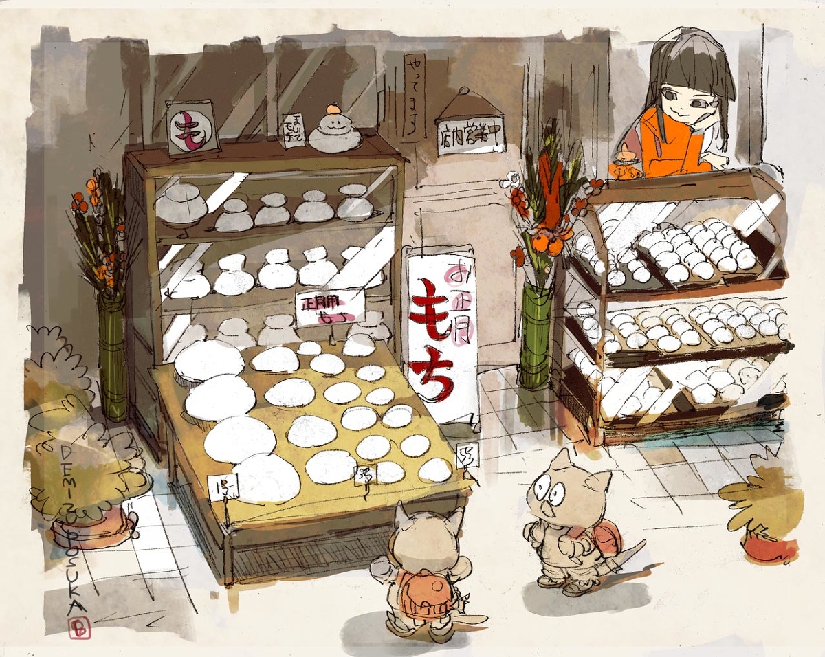This is a pixiv picture whose title is もちは餅屋.