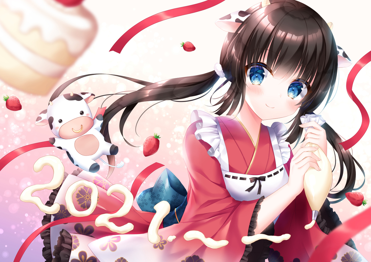 This is a pixiv picture whose title is 🐮2021🍓.