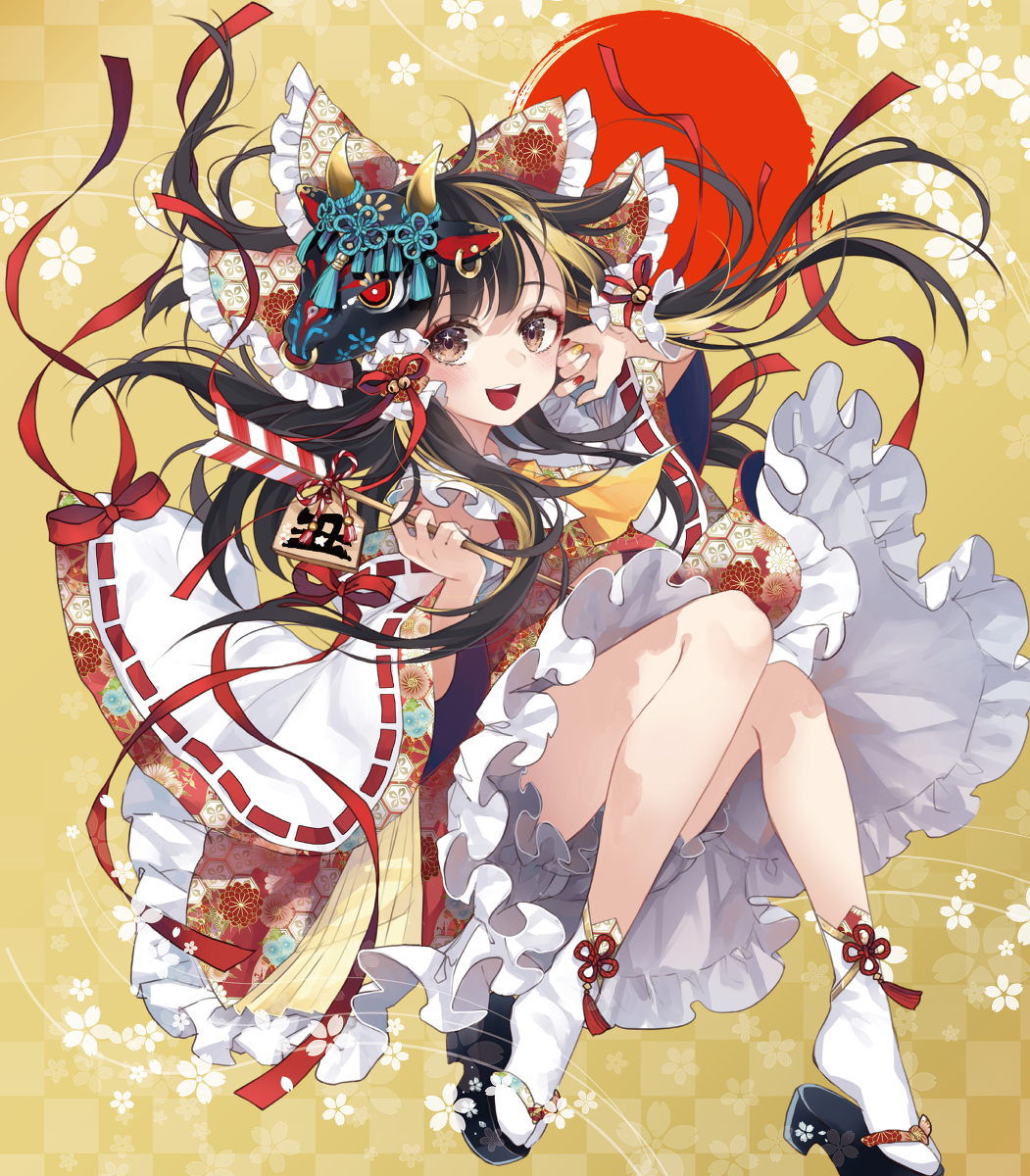 This is a pixiv picture whose title is 謹賀新年🐄霊夢.