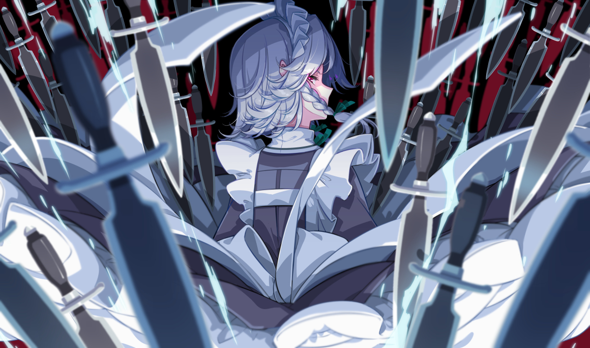 This is a pixiv picture whose title is 赤い月の従者.