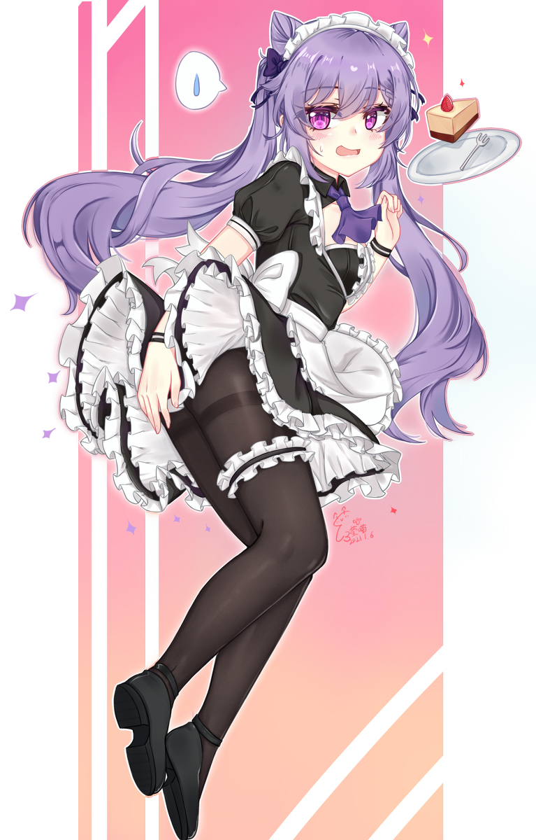 This is a pixiv picture whose title is 女仆装刻晴.