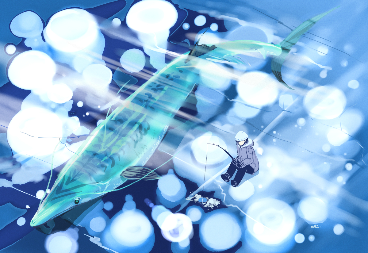 This is a pixiv picture whose title is 氷下魚.