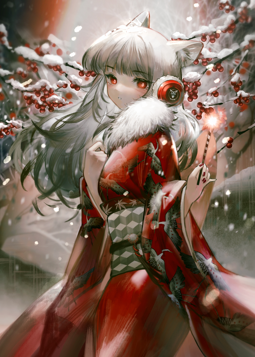 This is a pixiv picture whose title is 雪中的霜叶.