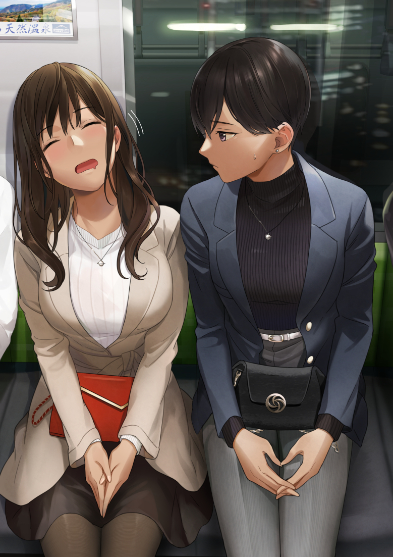 This is a pixiv picture whose title is 仕事終わりの先輩と後輩.