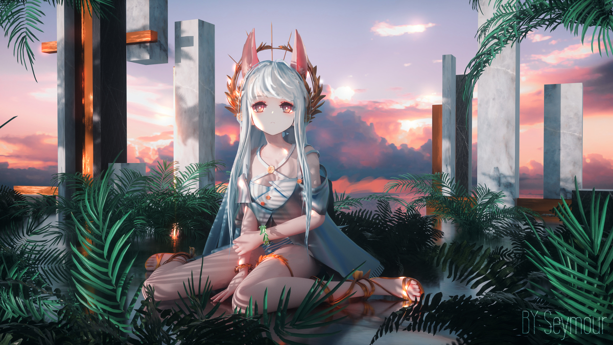 This is a pixiv picture whose title is 白金 Mid'summer.