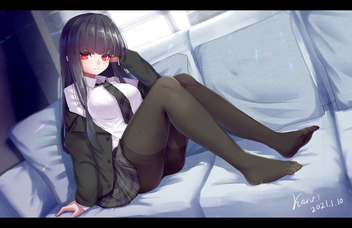 This is a pixiv picture whose title is 终于还是回来画黑丝了.