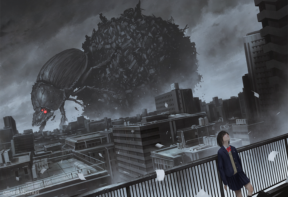 This is a pixiv picture whose title is クソみたいな世界.