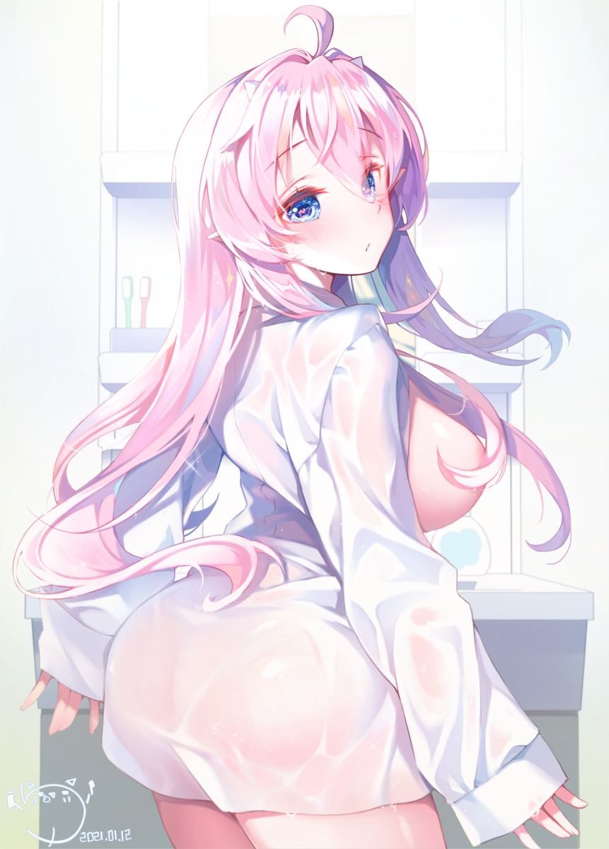 This is a pixiv picture whose title is 「あ、おはようございます！」.