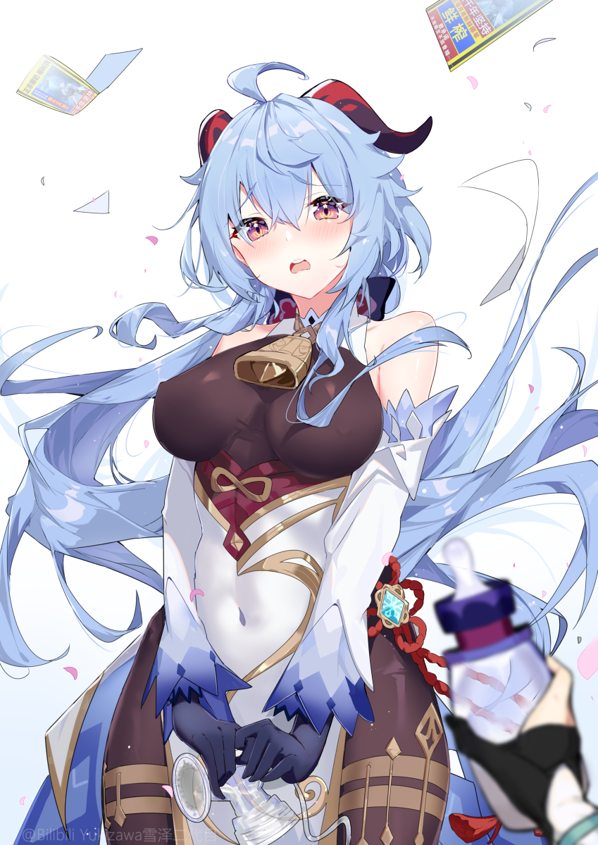 This is a pixiv picture whose title is 椰羊 甘雨 王小美  七七快乐羊.