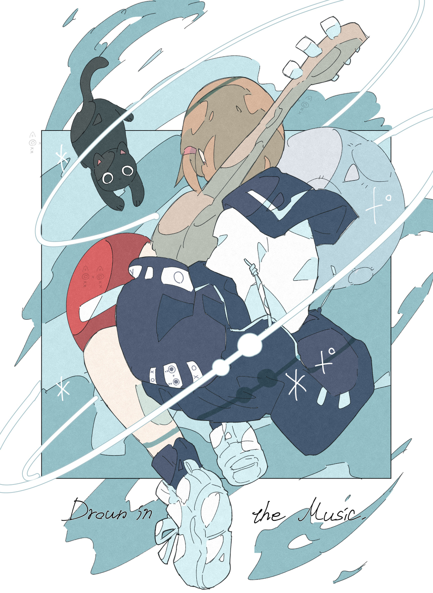 This is a pixiv picture whose title is 「音楽に溺れる🎸」.