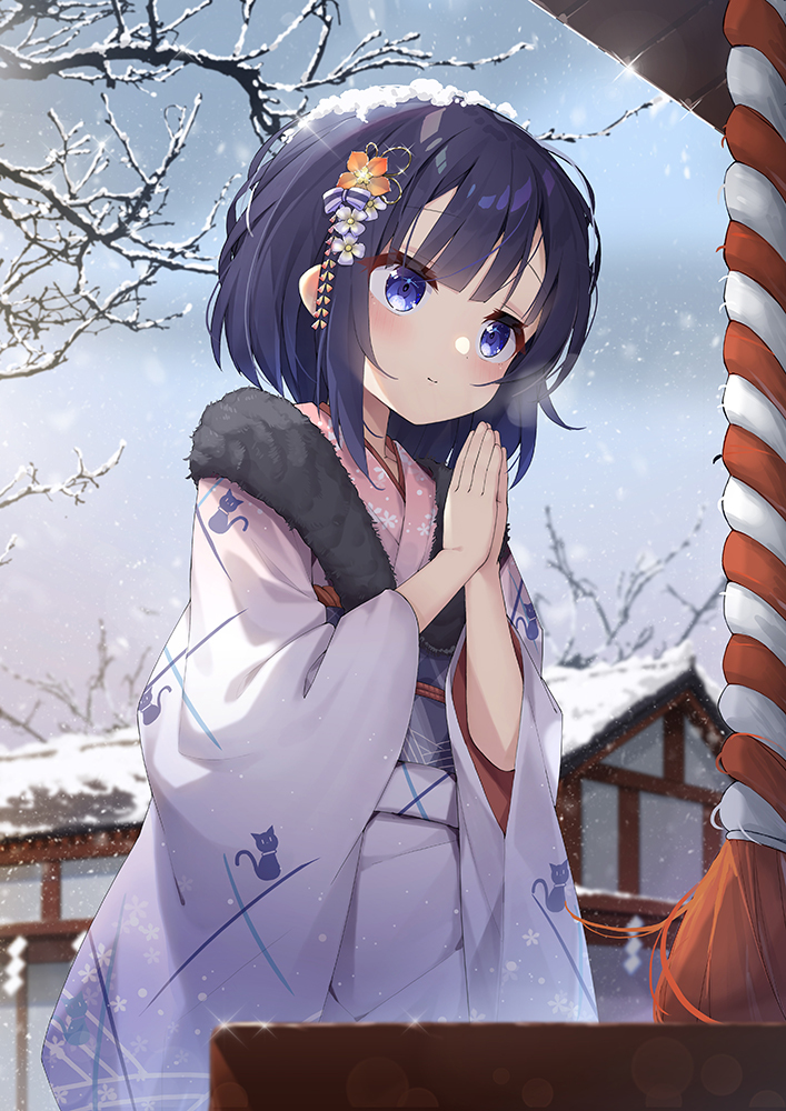 This is a pixiv picture whose title is 新年初詣をするフユちゃん.