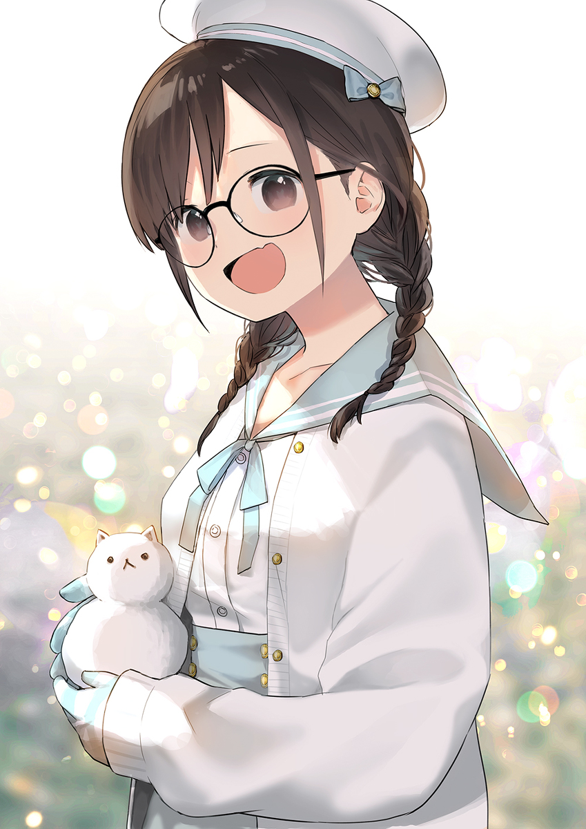 This is a pixiv picture whose title is 猫雪だるまと花鋏キョウちゃん.