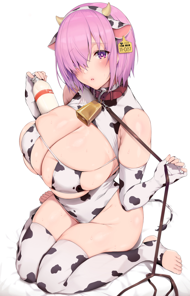 This is a pixiv picture whose title is 牛柄ビキニマシュ.