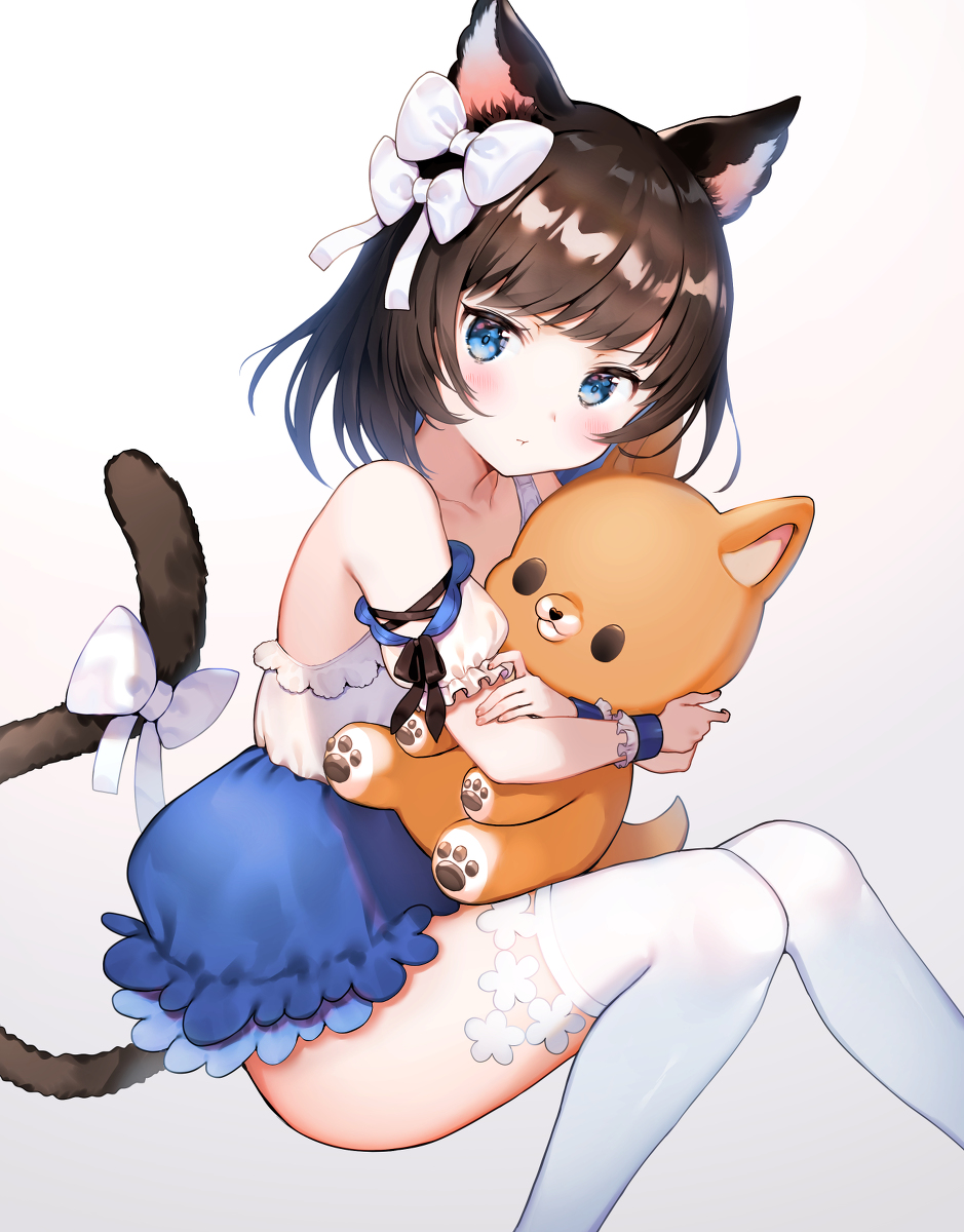 This is a pixiv picture whose title is 犬派の猫耳娘.