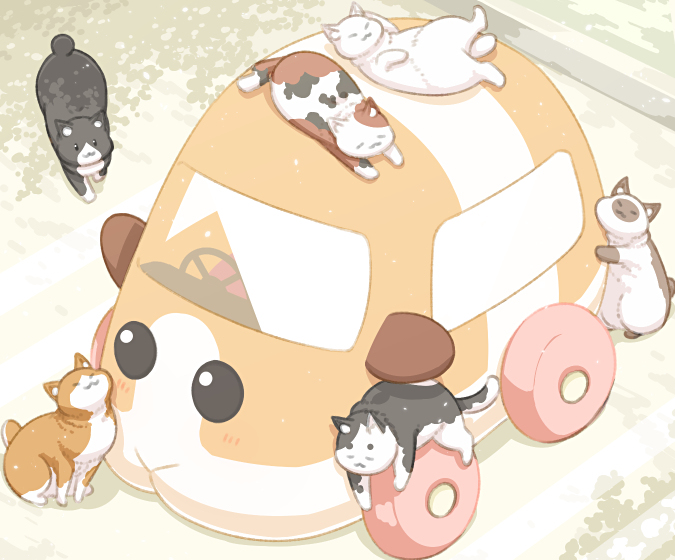 This is a pixiv picture whose title is モルカーと猫さん.