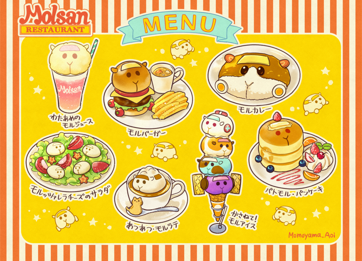 This is a pixiv picture whose title is モルカー3話「モルサン」のメニュー🍽️.
