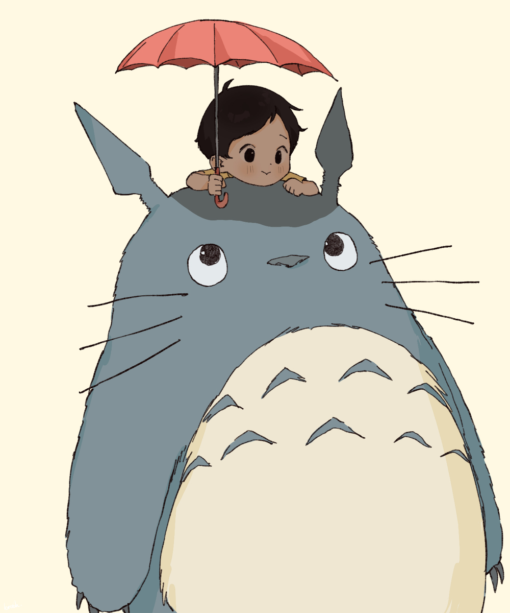 This is a pixiv picture whose title is floofy totoro :>.