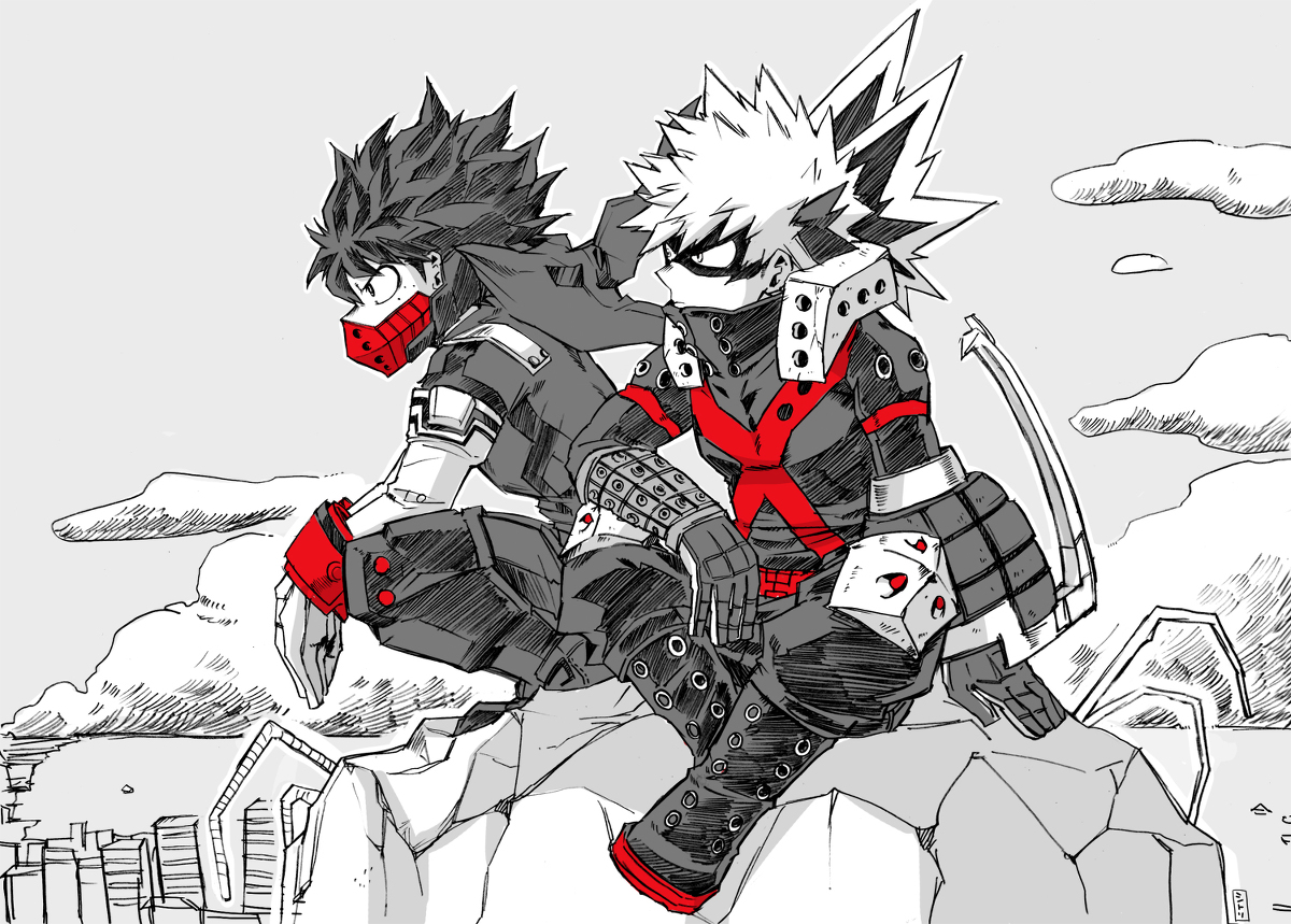 This is a pixiv picture whose title is 愛しのDEKU&BAKUGO.