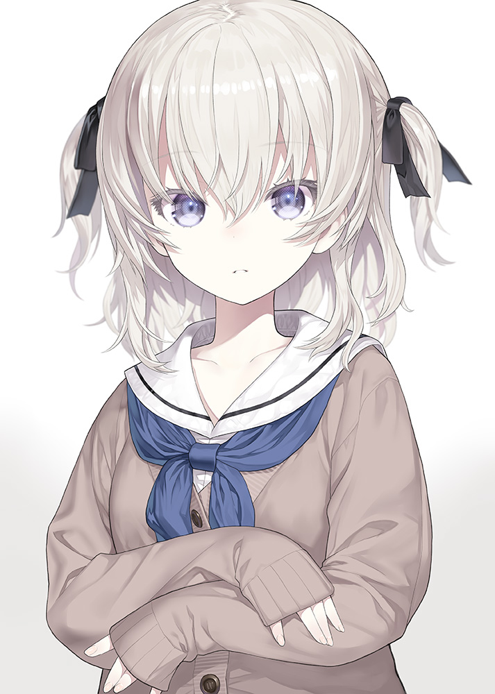 This is a pixiv picture whose title is 眞白いこねカーディガンバージョン.