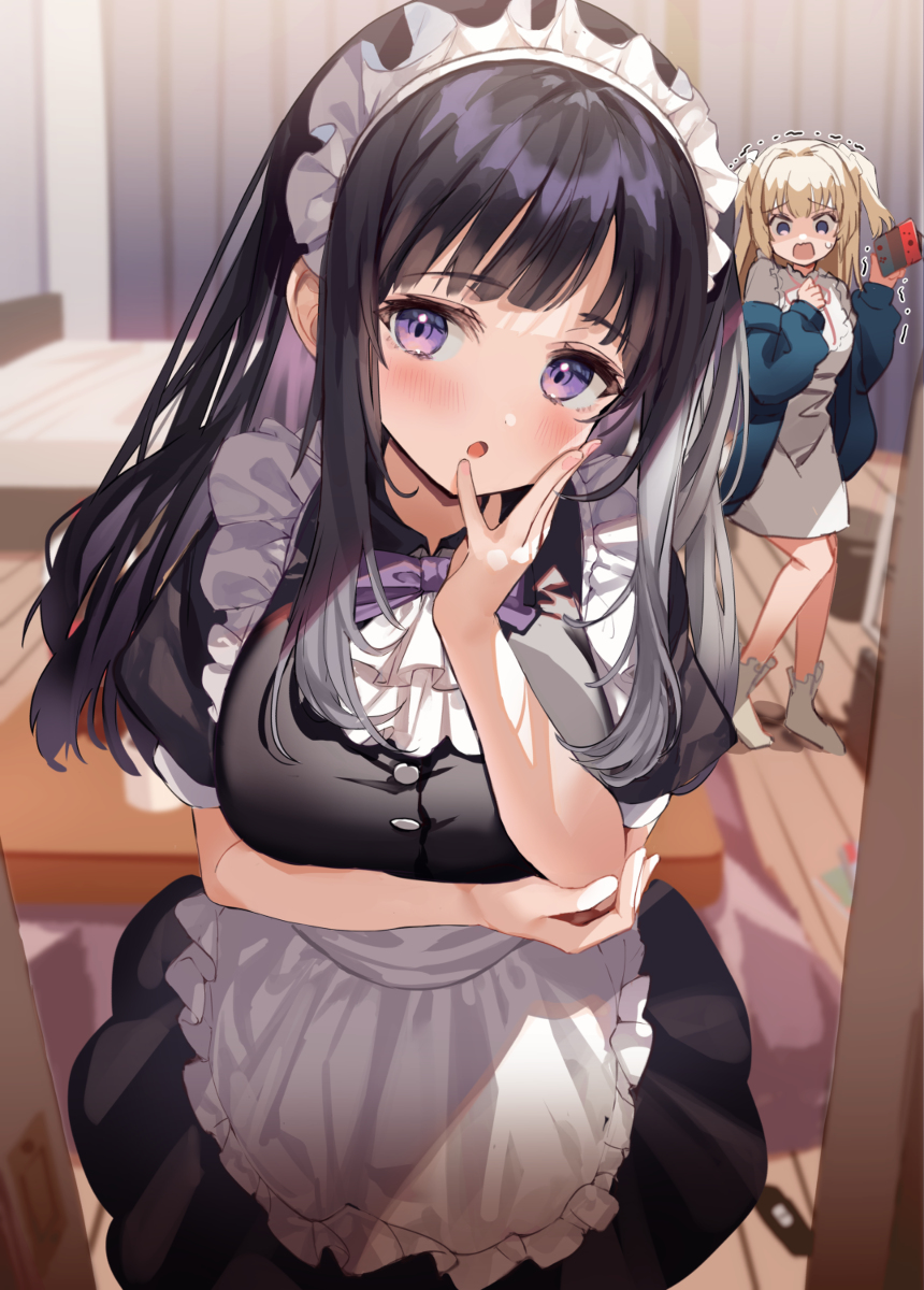 This is a pixiv picture whose title is 「……お嬢様と2人で、なにしてたんですかぁ？」.