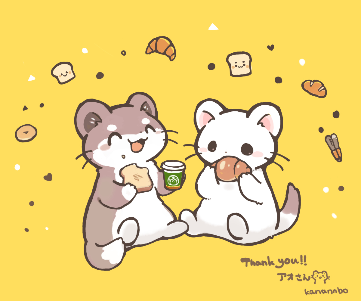 This is a pixiv picture whose title is オコジョさんとパン.