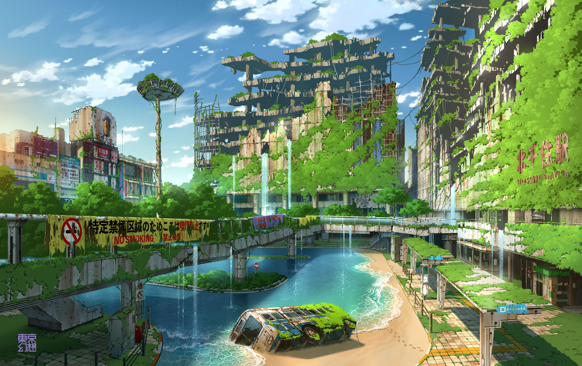 This is a pixiv picture whose title is 北千住幻想.