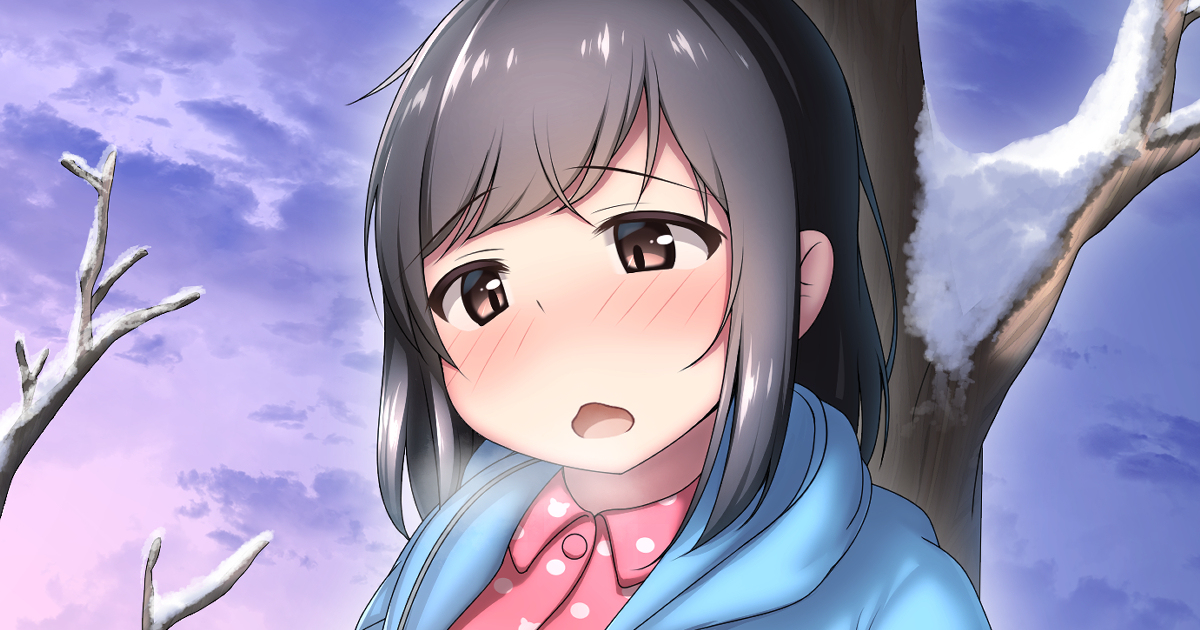This is a pixiv picture whose title is 【Fantia/FANBOX】女の子が雪上おしっこする絵.