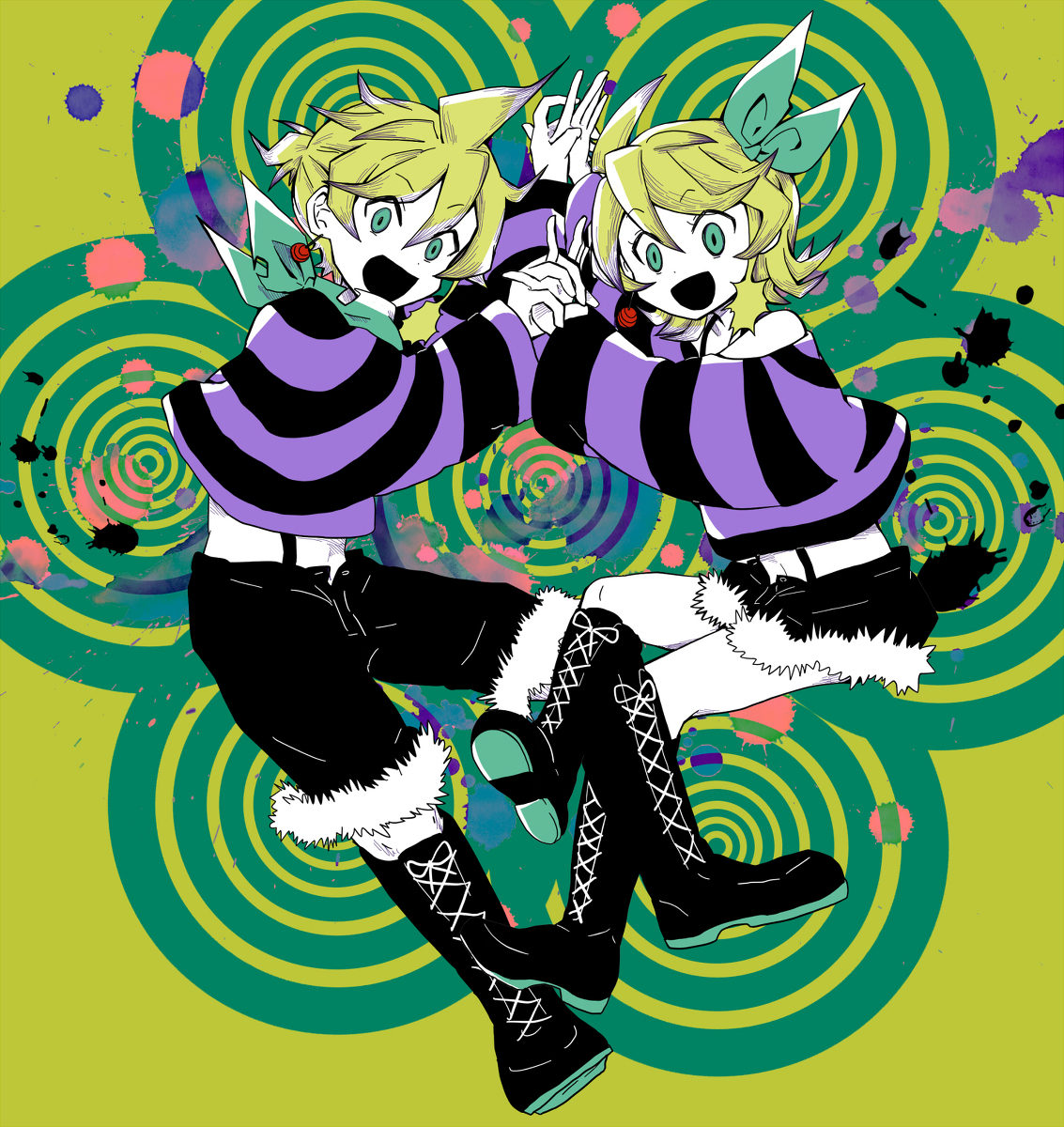 This is a pixiv picture whose title is 【鏡音リン・レン】ヒガン【VOCALOIDカバー】.